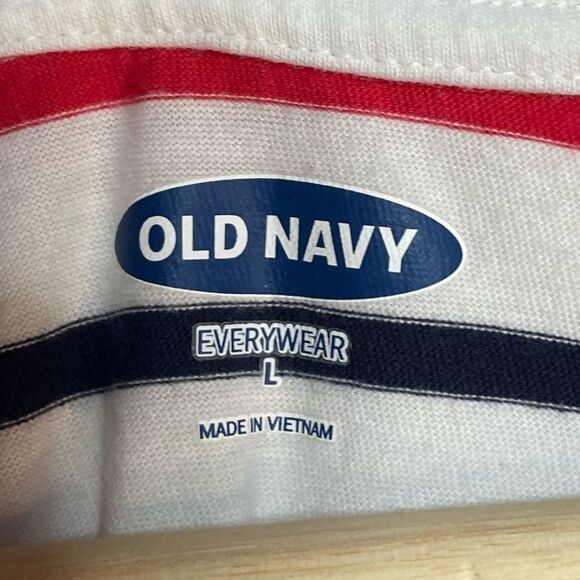 5 for $25🔥Old Navy Red, White, & Blue Striped T-Shirt Large - Picture 4 of 6
